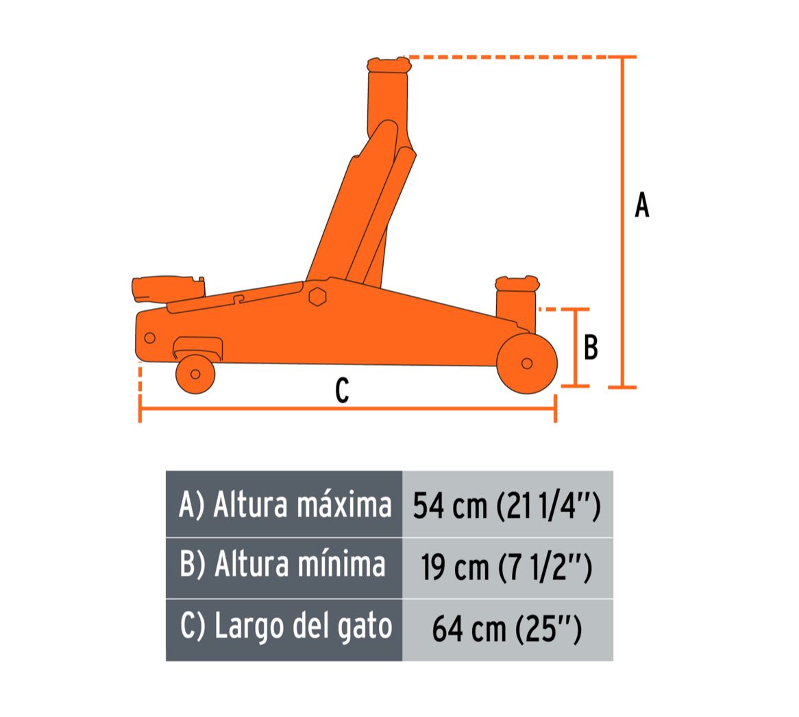 Gato Hidráulico Tipo Zorra Para Automóvil Y Camioneta 3 Toneladas Reforzado Truper + Estuche / Elevacion Rapida 